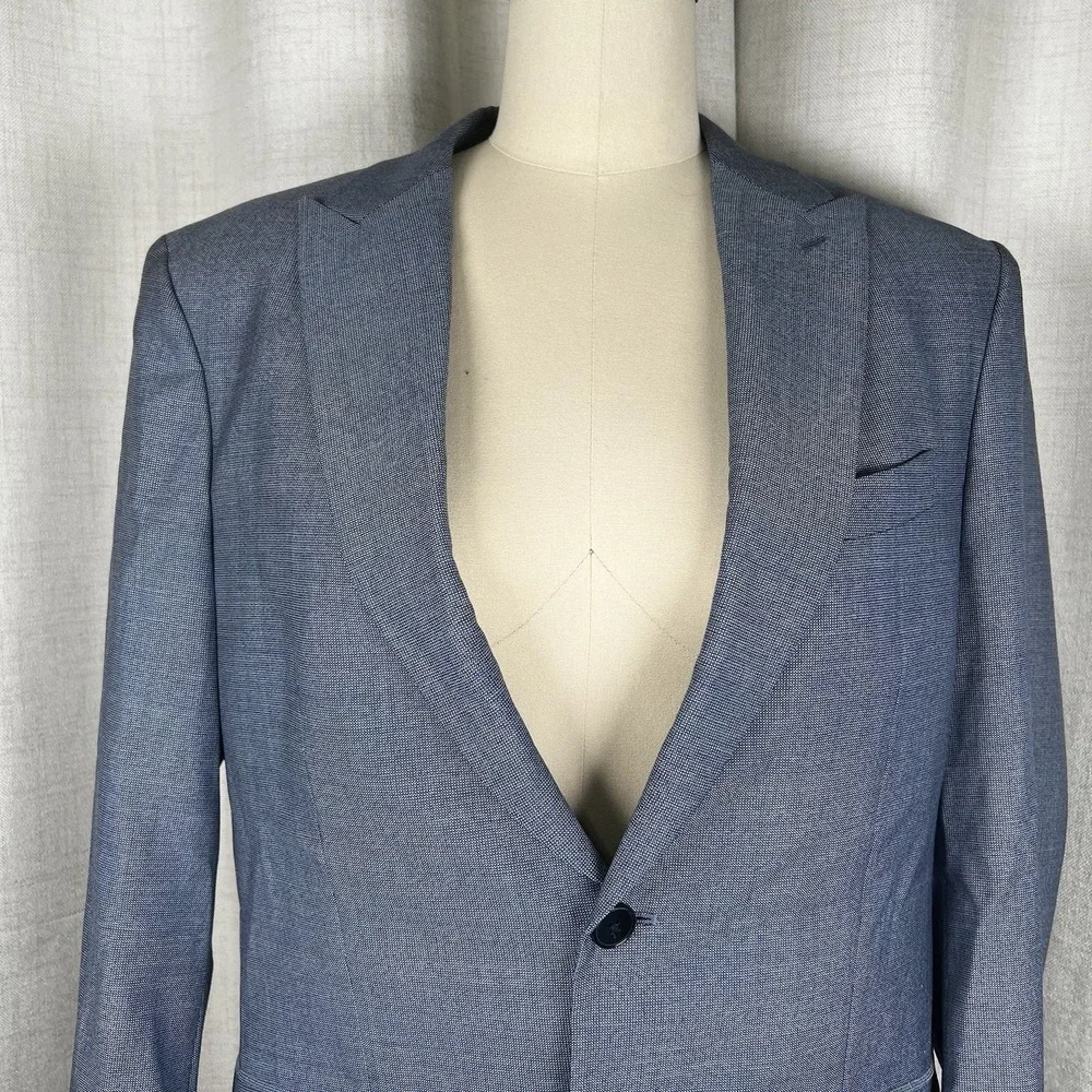 Banana Republic Blazer Mens 42‎ Short Slim Fit Blue Wool Marzotto Suit Jacket